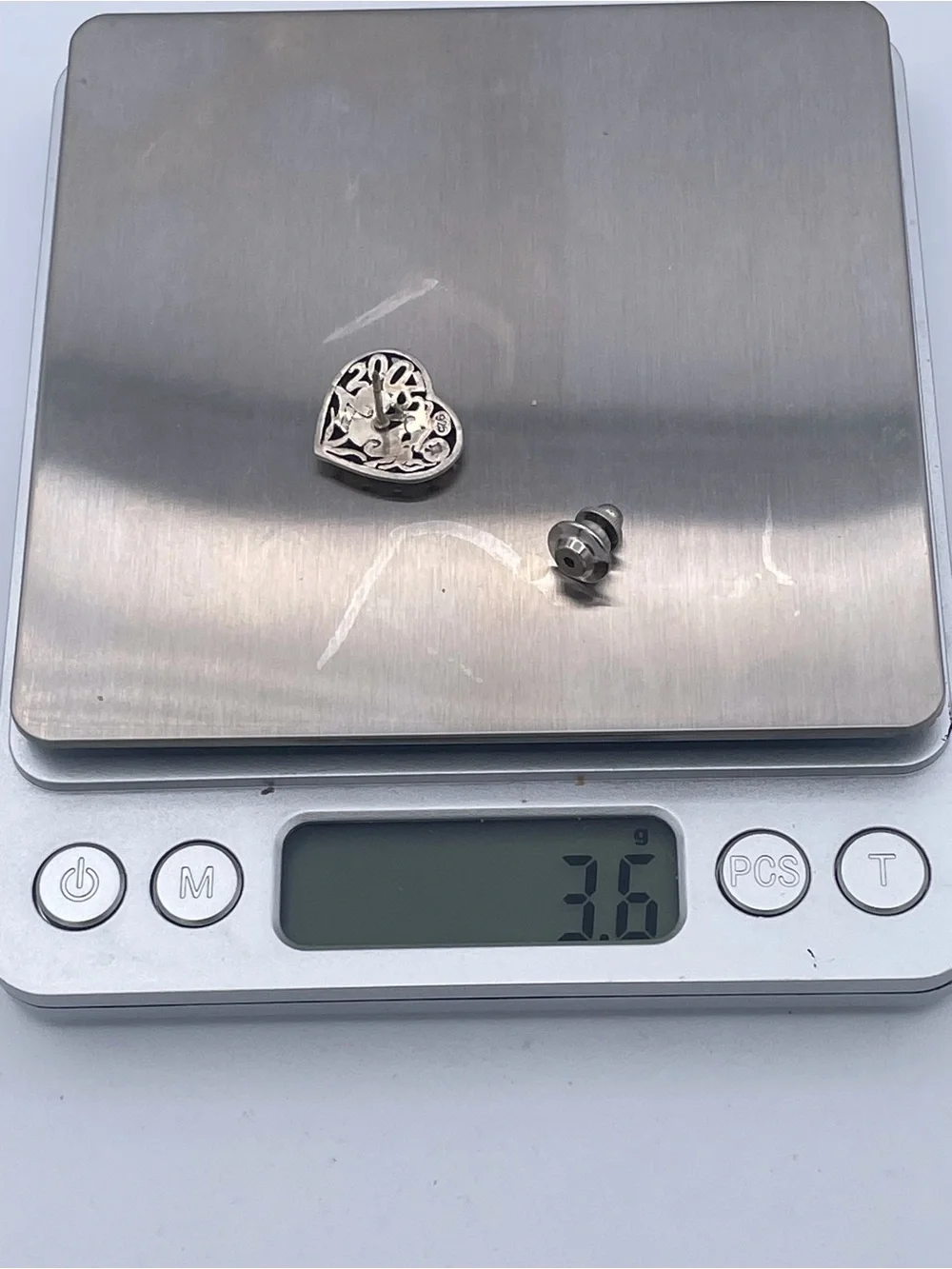 John Hardy Kali Heart Dot Sterling Silver 925 Tie Tack Lapel Pin Pebble Heart #2